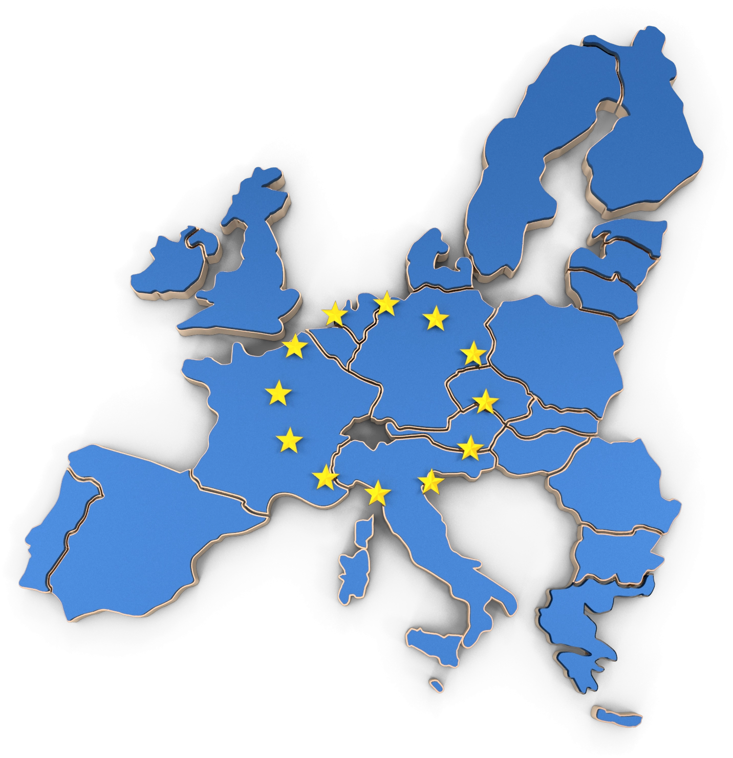 Europakarte mit dem Netzwerk von Cold Jet: Produktionsstandorte in Dänemark und Polen sowie Büros in Deutschland, Frankreich, Belgien und Spanien.